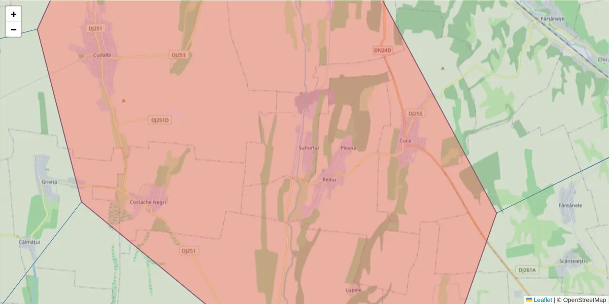 Hartă a codului poștal  și a codurilor poștale învecinate