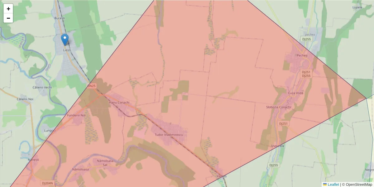 Hartă a codului poștal  și a codurilor poștale învecinate