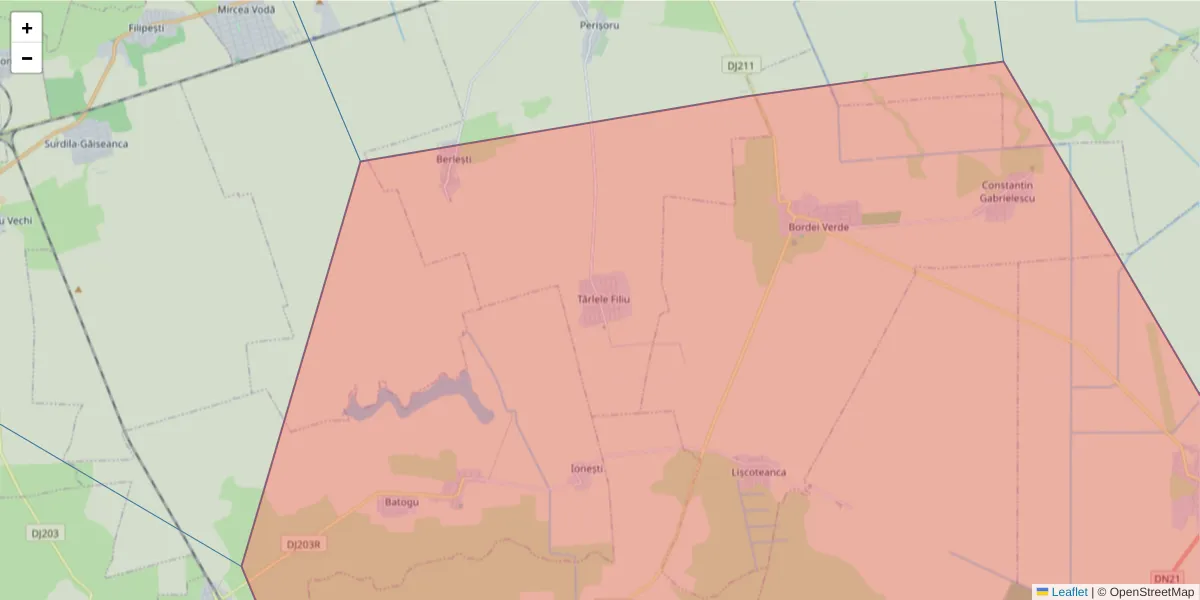 Hartă a codului poștal  și a codurilor poștale învecinate