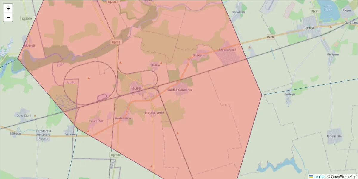 Hartă a codului poștal  și a codurilor poștale învecinate