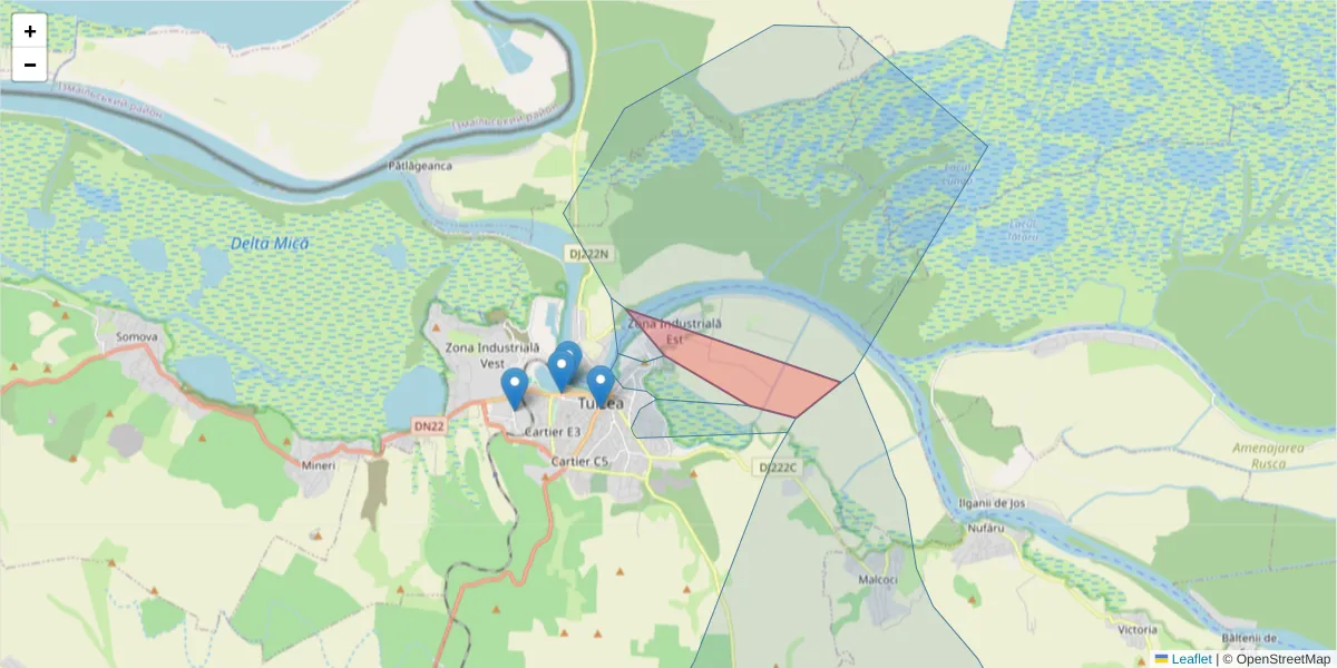 Hartă a codului poștal  și a codurilor poștale învecinate