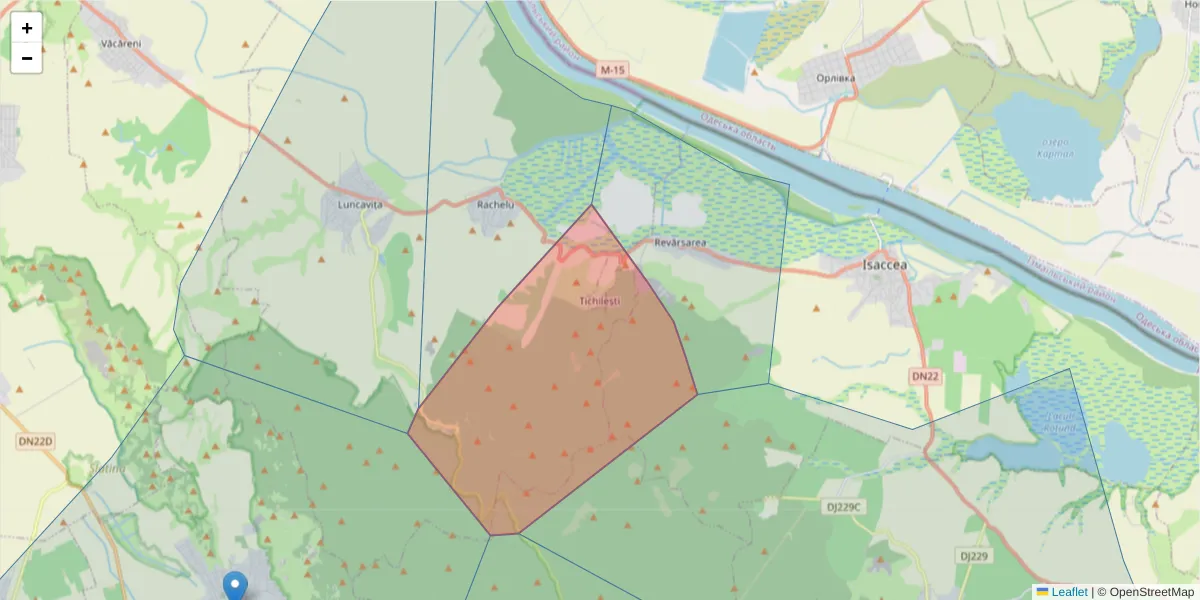 Hartă a codului poștal  și a codurilor poștale învecinate
