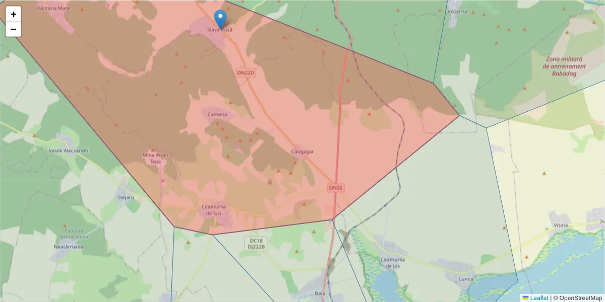 Hartă a codului poștal  și a codurilor poștale învecinate