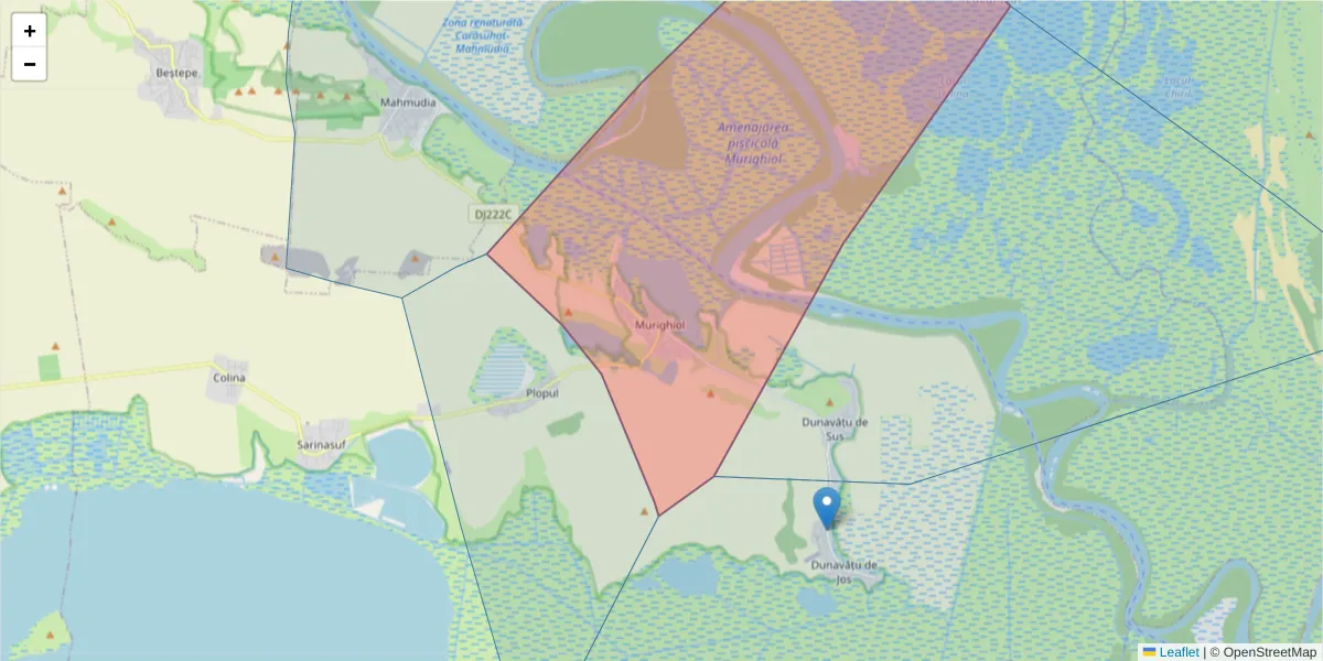 Hartă a codului poștal  și a codurilor poștale învecinate