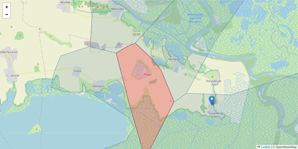 Hartă a codului poștal  și a codurilor poștale învecinate