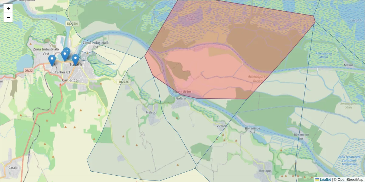 Hartă a codului poștal  și a codurilor poștale învecinate