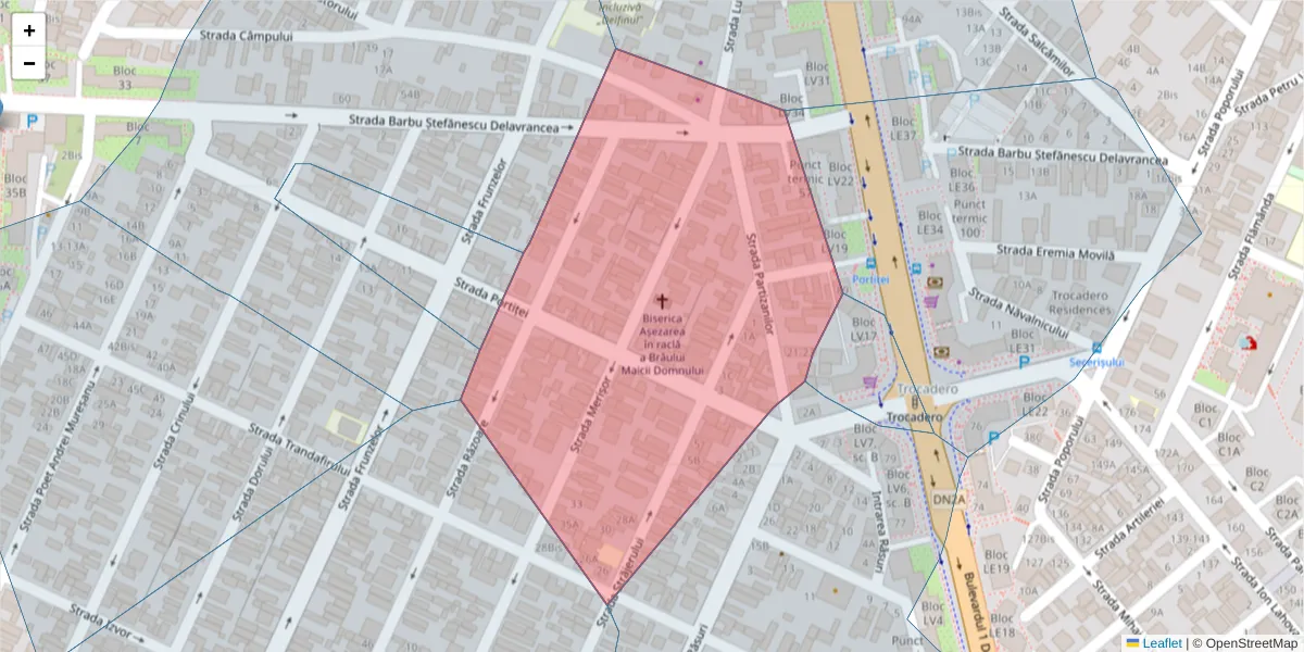 Hartă a codului poștal  și a codurilor poștale învecinate