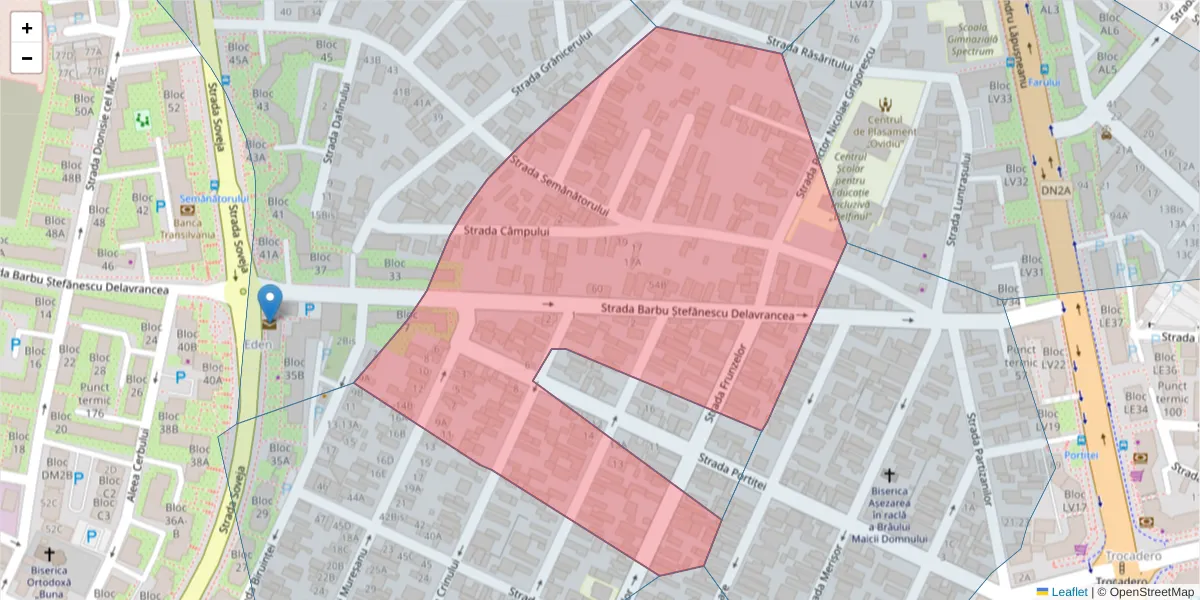 Hartă a codului poștal  și a codurilor poștale învecinate