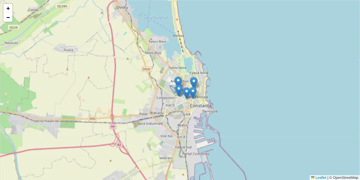 Hartă a codului poștal  și a codurilor poștale învecinate