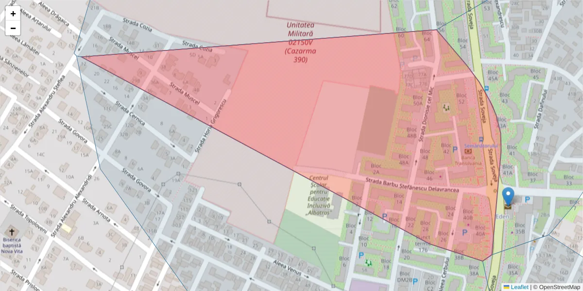 Hartă a codului poștal  și a codurilor poștale învecinate