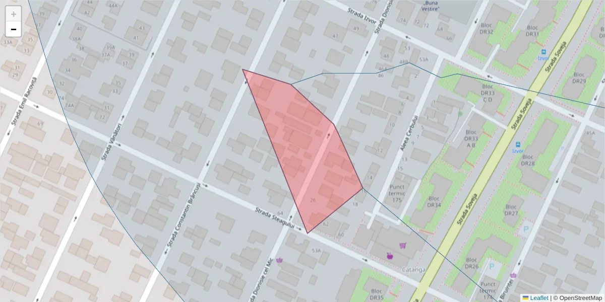 Hartă a codului poștal  și a codurilor poștale învecinate