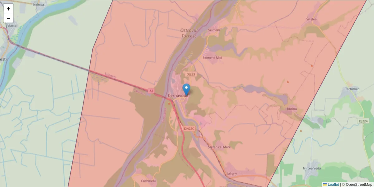 Hartă a codului poștal  și a codurilor poștale învecinate