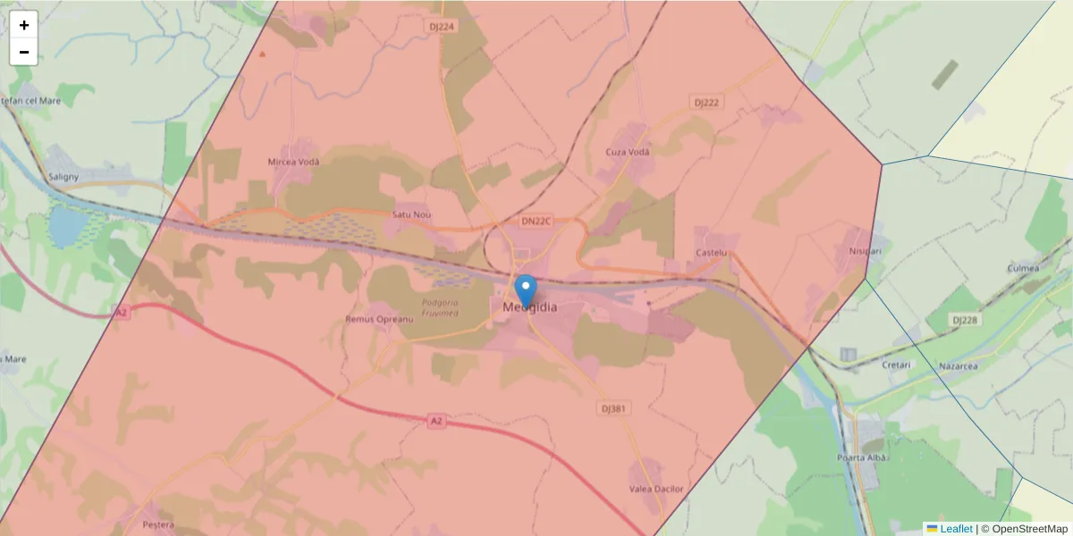 Hartă a codului poștal  și a codurilor poștale învecinate