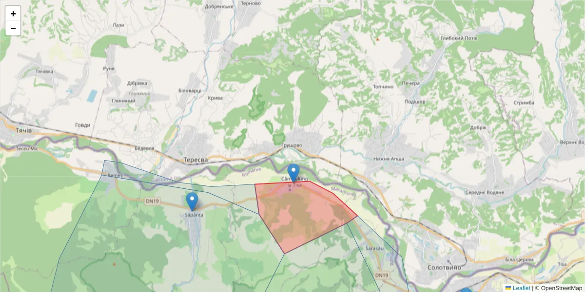 Hartă a codului poștal  și a codurilor poștale învecinate
