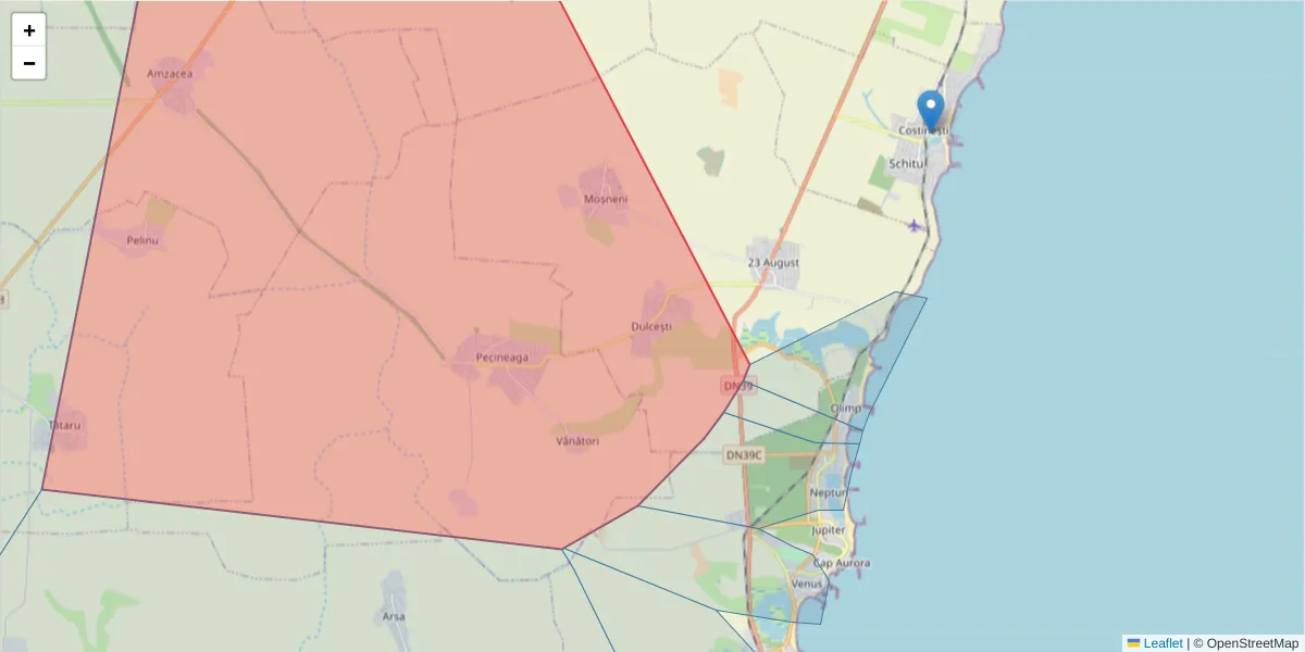 Hartă a codului poștal  și a codurilor poștale învecinate