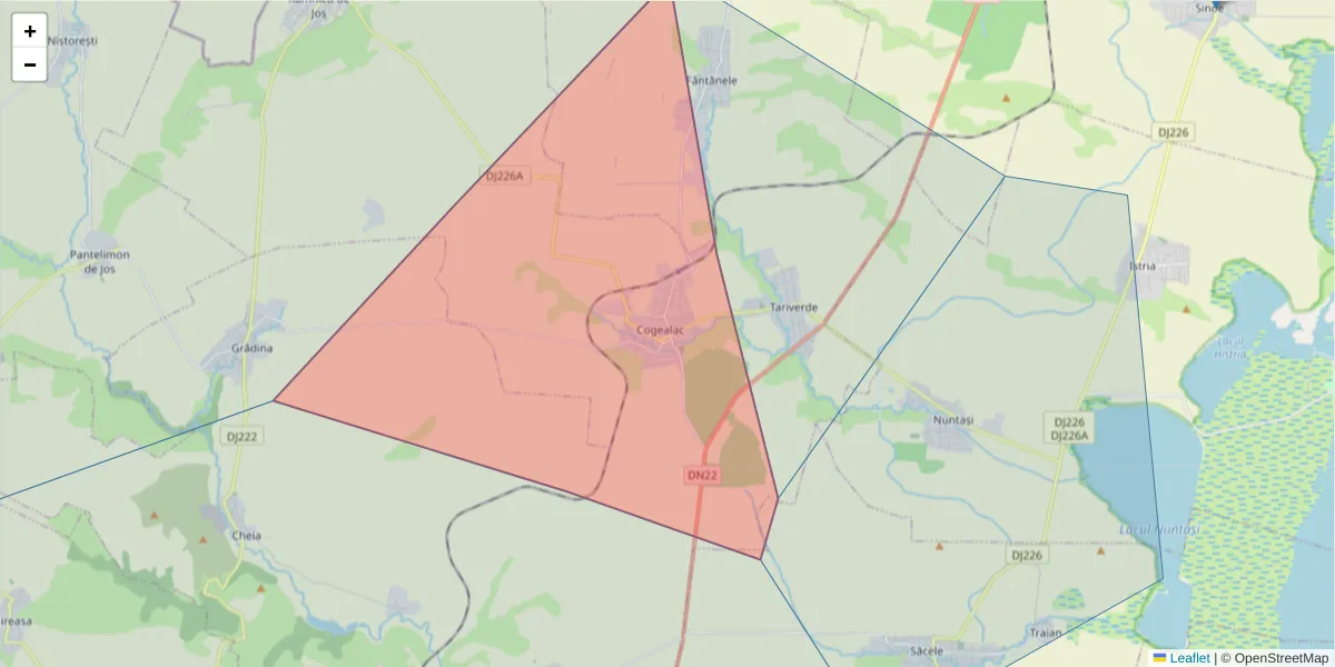 Hartă a codului poștal  și a codurilor poștale învecinate