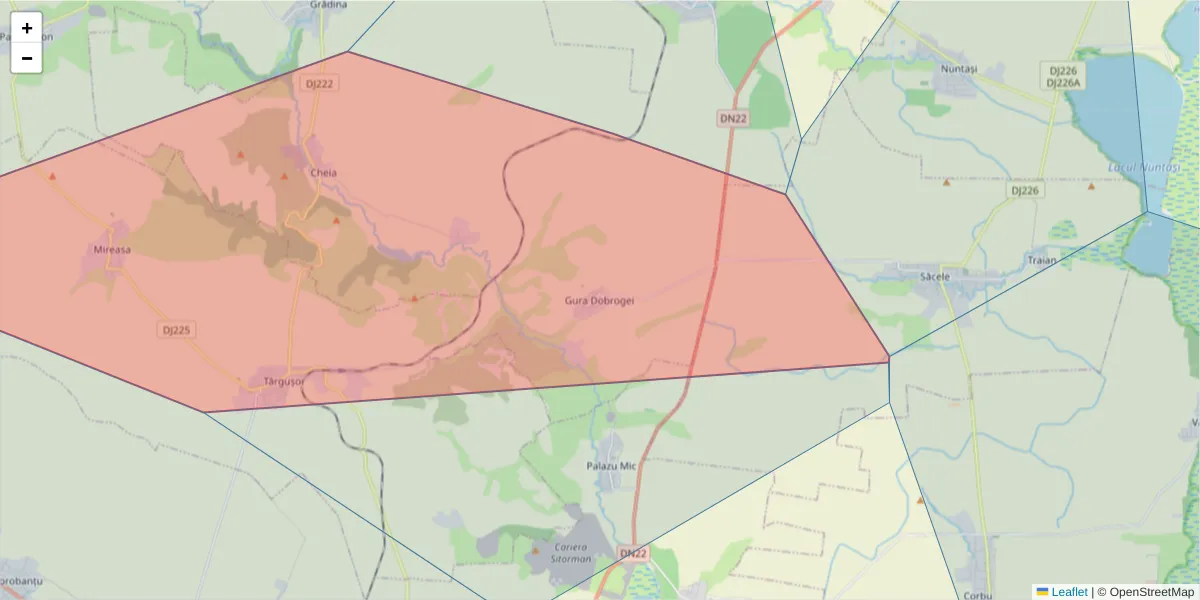 Hartă a codului poștal  și a codurilor poștale învecinate