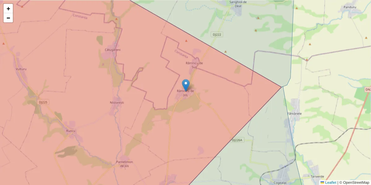 Hartă a codului poștal  și a codurilor poștale învecinate