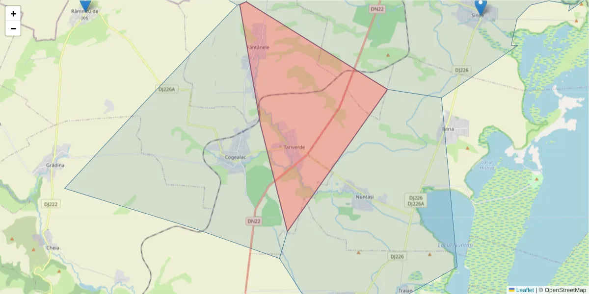 Hartă a codului poștal  și a codurilor poștale învecinate