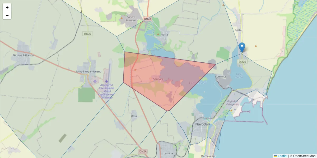 Hartă a codului poștal  și a codurilor poștale învecinate