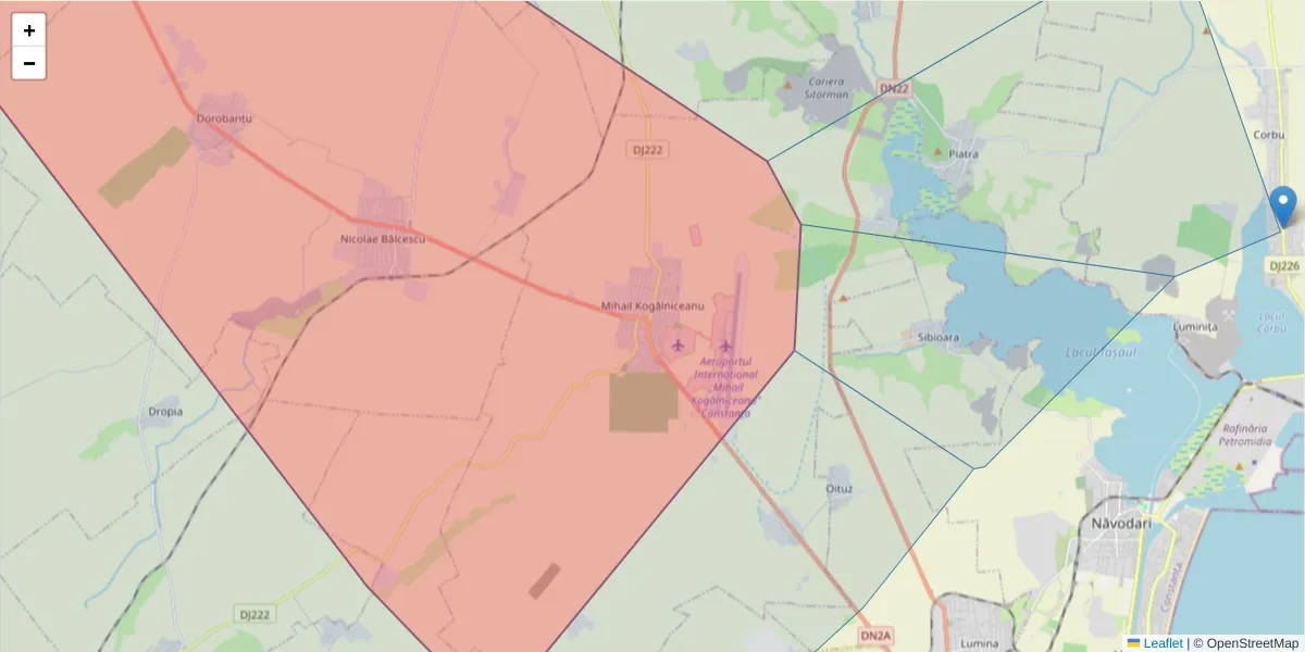 Hartă a codului poștal  și a codurilor poștale învecinate