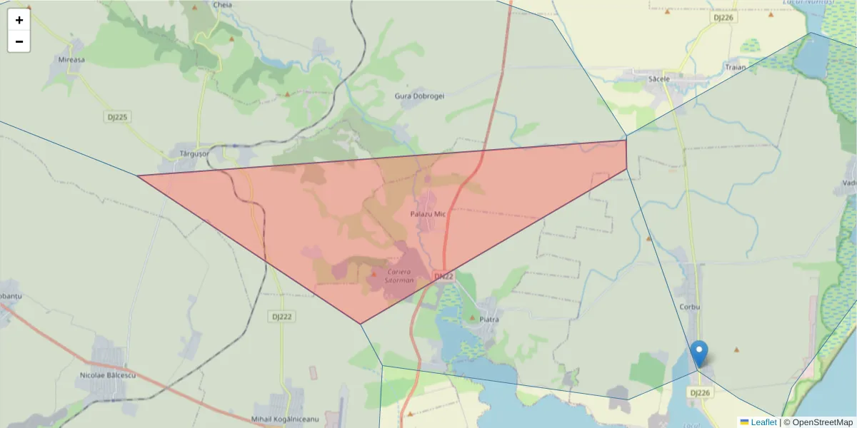Hartă a codului poștal  și a codurilor poștale învecinate