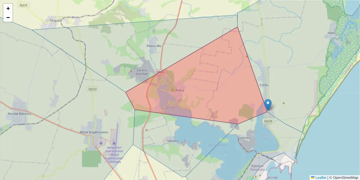 Hartă a codului poștal  și a codurilor poștale învecinate